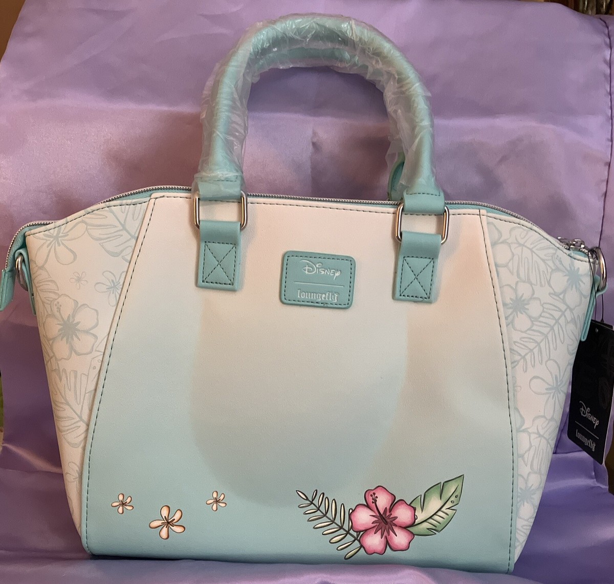 Disney Lilo & Stitch Tropical Hibiscus Flowers Sketch Satchel Bag