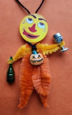 Drinking JOL vintagey chenille halloween tree ornament