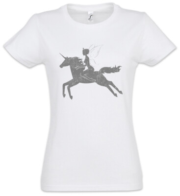 Fairy Riding Unicorn Damen T-Shirt Horn Rainbow Fun Fairies Princess Fairytale