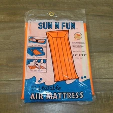 Vintage SUN N FUN Inflatable 72X27 Air Mattress Pool Float Raft Original Package