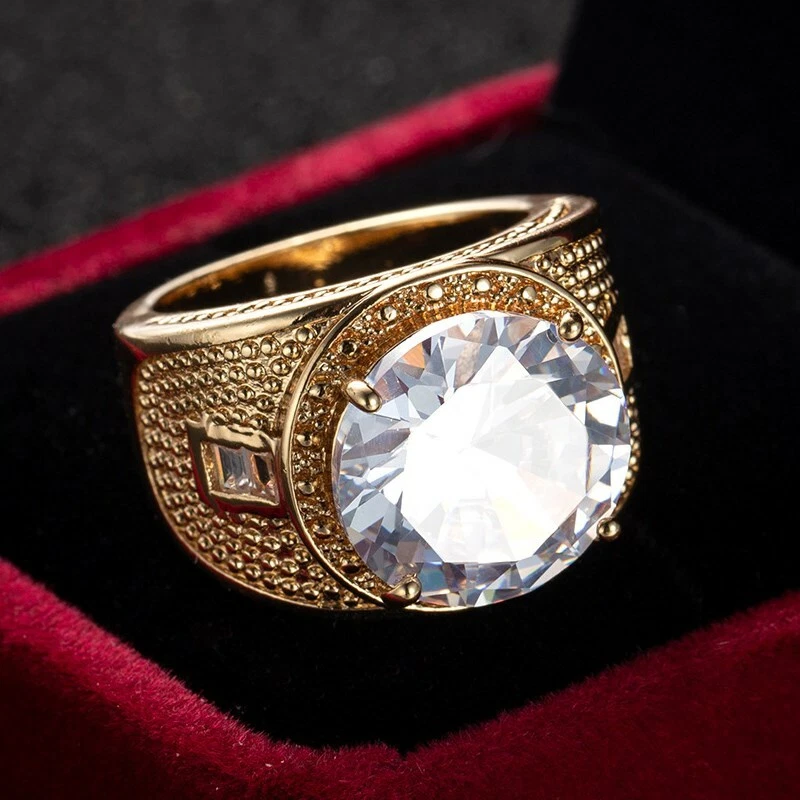 Round Cut White CZ Bands Women's 14kt Yellow Gold Filled Engagement Ring Sz 6-10 - Image 3 of 4