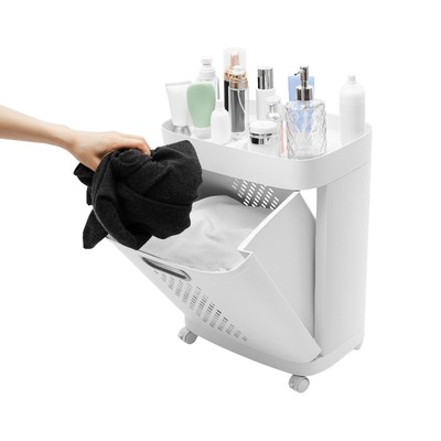 3-Tier Laundry Basket Organizer, Removable Hampers with Handles, Tilted Design
