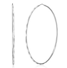 Wellingsale 14k White Gold 1.5mm Faceted Endless Hoop Earrings 65 x 65 mm 