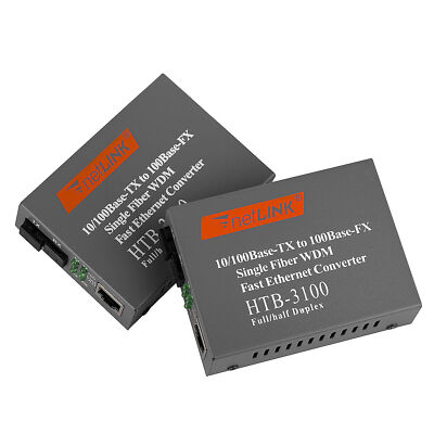 Network Extender RJ45 to SC Fiber Optic Transmission Converter 100Mbps LAN 25KM