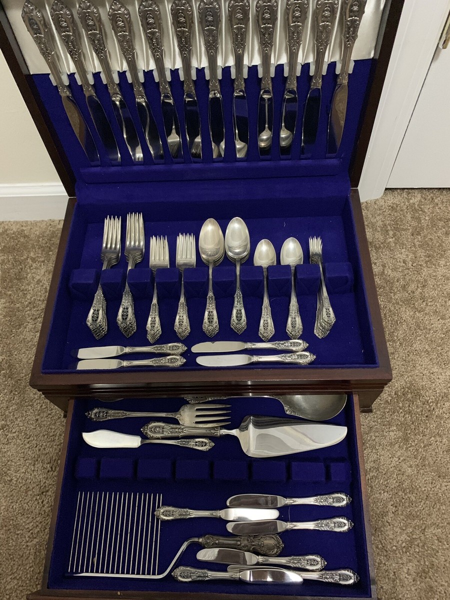 Vintage Rosepoint by Wallace Sterling Silver 90 Piece