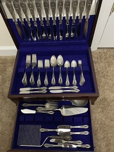 Vintage Rosepoint by Wallace Sterling Silver 90 Piece Silverware ...