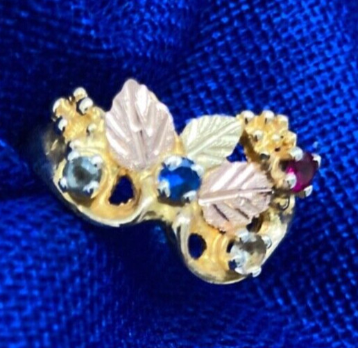 Black Hills Gold Ring 10K Size 5.75 Stamper S Inside + 4 Stones READ JA19
