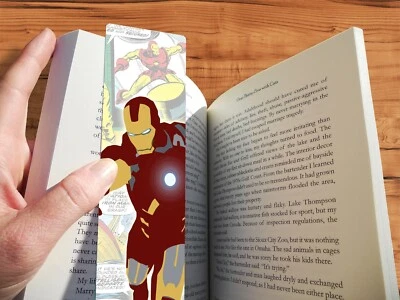 THE GEEK MONKEY Marvel Iron Man Bookmark Gift Handmade Minimalist Style Original Superhero Art