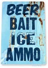 Beer Bait Ice Lodge Cottage Fishing Beer Metal Sign Decor Tin Sign B266 