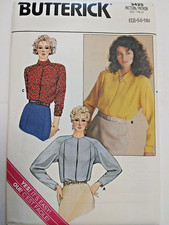 Blouse Shirt Top 12 14 16 Butterick Sewing Pattern UC VTG Long Sleeve Collared