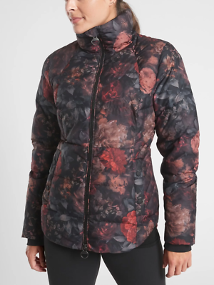 NWT ATHLETA Downtown Printed Down Puffer Jacket MultI Floral Size
