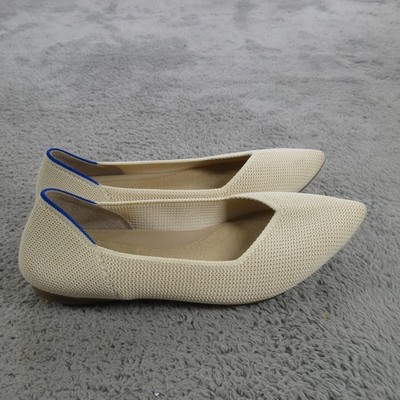 Rothy's The Point Shoes Womens Size 8.5 Beige Knit Flats Pointed Toe Washable