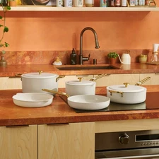 Our Place 8-piece Essentials Healthy Ceramic Nonstick Cookware Set -  Cream