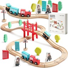 117Pcs Wooden Train Tracks Lot Railway Pieces Set Play for Thomas the Train Brio