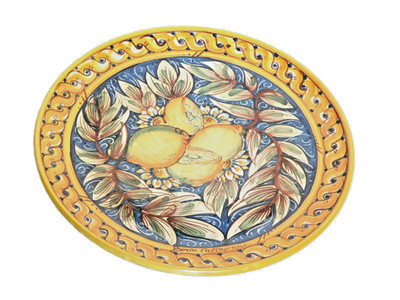 Large 17inch Ernesto Boria Caltagirone Charger Sicilian Lemons