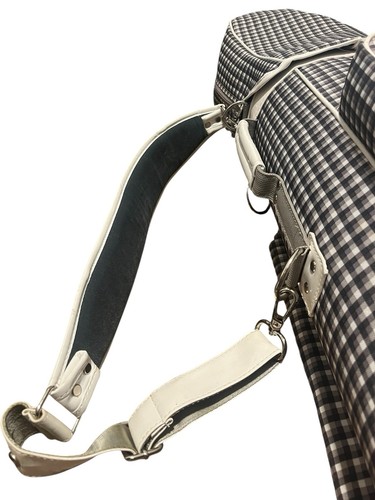 Nike Golf Cart Bag Plaid Gray Pink White Faux Patent Leather Trim 10 Way Divider - Picture 3 of 19