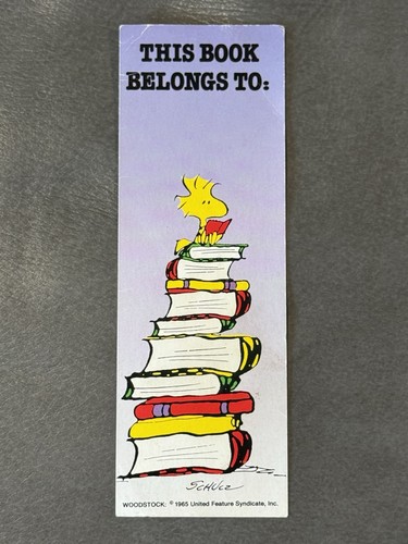 Bookmark This Book Belongs To: Woodstock Snoopy Charlie Brown Schultz 1965 VTG