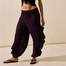 Free People Women's Size Medium Paradiso Pants in Dark Purple Cut Out