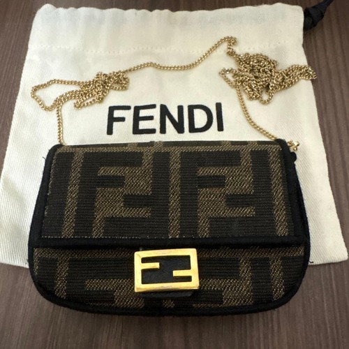 Fendi Nano Baguette Chain Mini Wallet Zucca