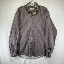 Vintage Men's 100 Cotton Button Up Shirt Geometric Natural Neutral Earth Tones