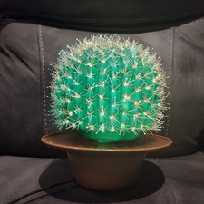 Fibre Optic Cactus Lamp Colour Changing Sensory Barware Man Cave Retro Vintage 