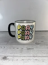 PRAY 18oz Hand Painted Mug JOLLY JAVA RELIGIOUS Faith Easter Spectrum Designz