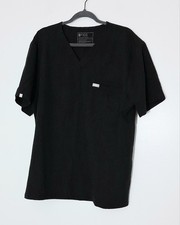 Figs Leon Scrub Top Men XL Black Three Pocket V-Neck Technical Collection Preown
