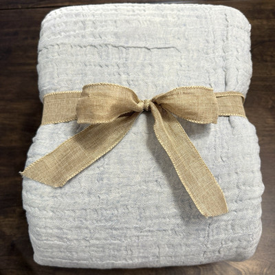POTTERY BARN CLOUD LINEN DUVET COVER SET, FULL/QUEEN (1) STND SHAM CHAMBRAY BLUE