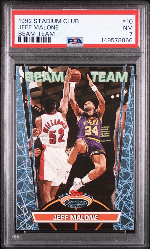 1992 Stadium Club Jeff Malone Beam Team #10 NBA Basketball Utah Jazz PSA 7