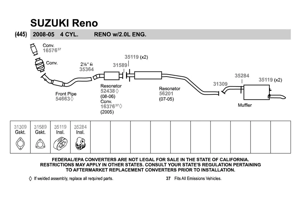For Hyundai Sonata 02-05 Exhaust Manifold Flange Gasket Fiber & Metal Laminate Foto 4 de 4