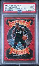 DWYANE WADE 2021 Donruss Optic Winner Stays Red Wave #10 Heat HOF PSA 9 MINT