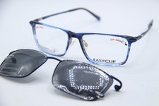 NEW EASYCLIP MOD EC590 50 BLUE POLARIZED AUTHENTIC CLIP-ON SUNGLASSES 54-16