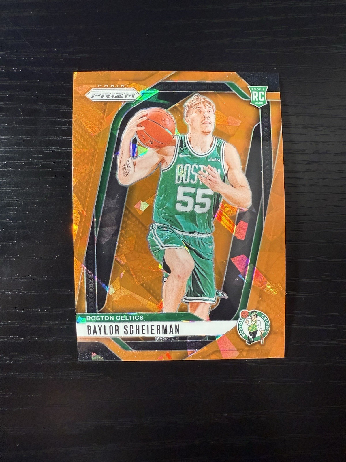 2024-25 Panini Prizm Baylor Scheierman ORANGE Cracked Ice Prizm RC Celtics #236