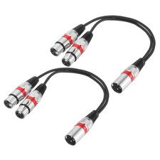 3-Pin XLR Splitter Cable, 2 Pack 1 Male to 2 Female, Red Circle