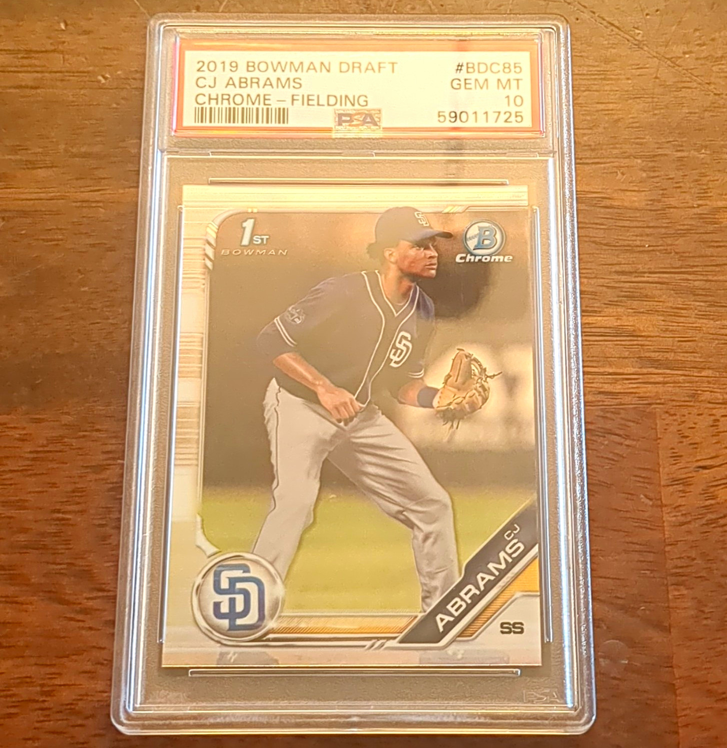 Bowman 2019 Draft C.J. Abrams Chrome Fielding #BDC-85 RC Padres PSA 10