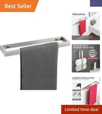 Modern 30cm Brushed Nickel Towel Rail - Screw-In or Self-Adhesive Installation