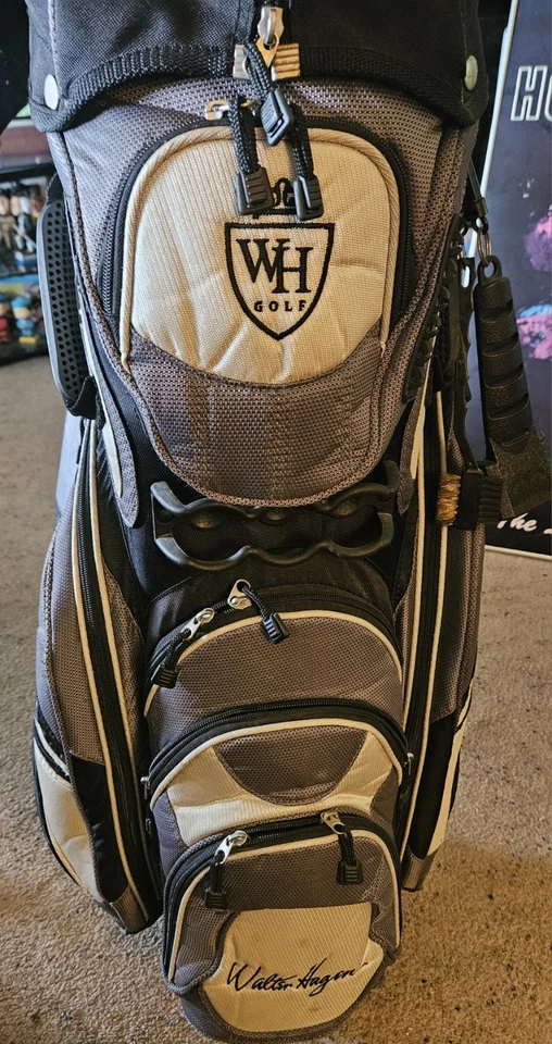 Impresionante BOLSA DE GOLF Walter Hagen negra/gris... llevar... carrito... 10 bolsillos 14 vías... Foto 4 de 4