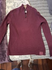 Authentic Express Men's Quarter Zip Maroon Sweater Size M