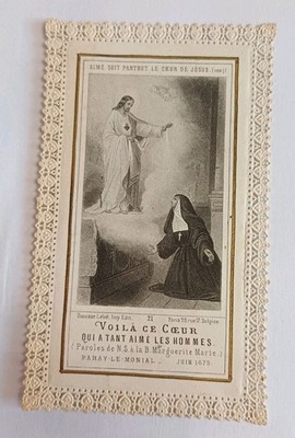 Altes Andachtsbild Canivet ''Hier ist dieses Herz, das die Menschen so sehr geliebt hat'' (Bouasse)