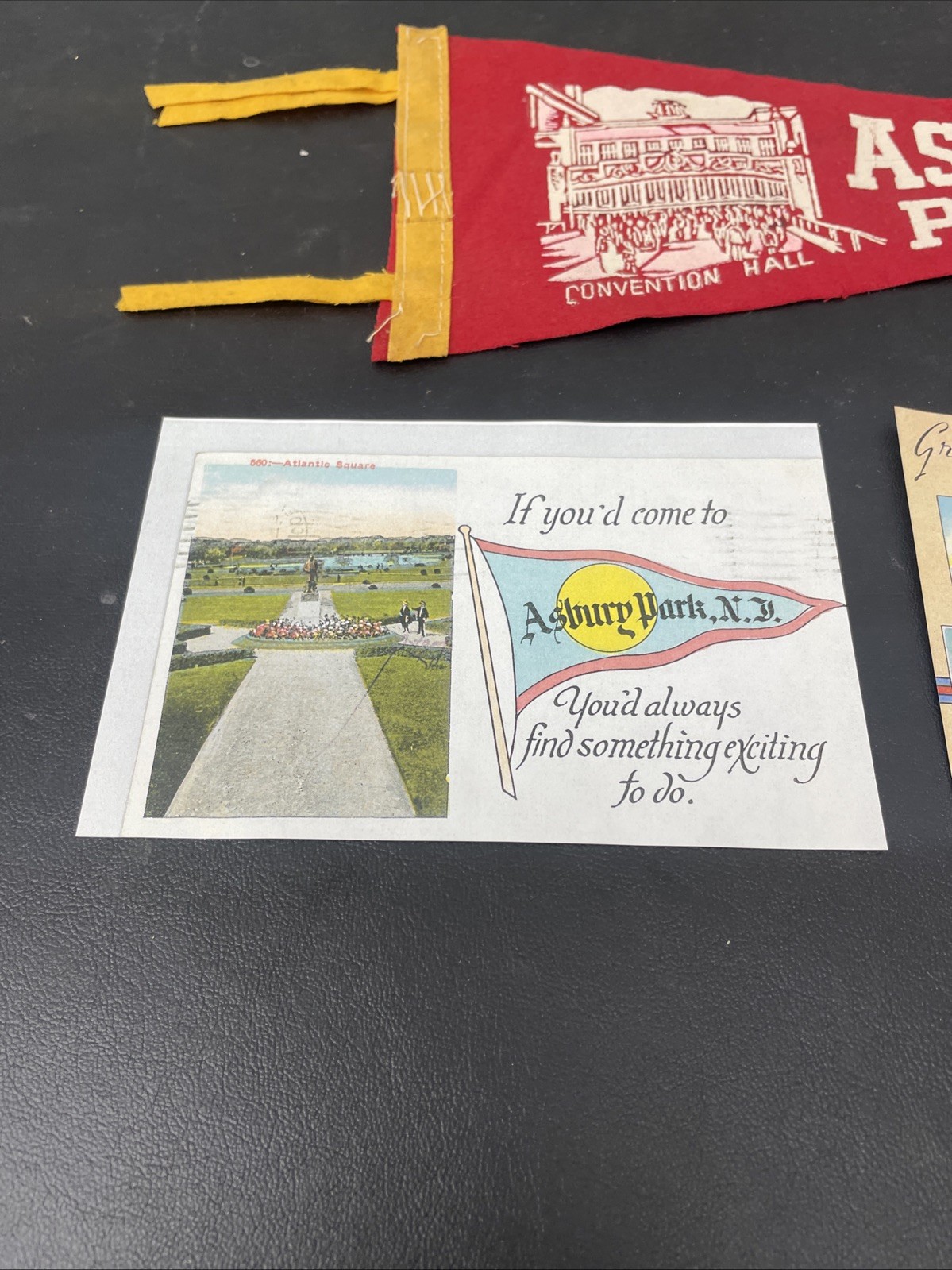 Vintage Asbury Park Convention Hall Felt Pennant 14-1/2" 1940’s / 50’s? Jersey