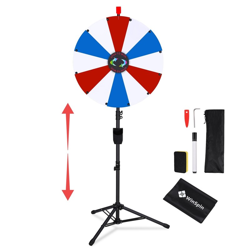 WinSpin 24" Floor Stand Modular Prize Wheel w/ 12 PCS Panels Black Red White