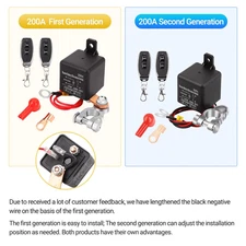 DC12V 200A Remote Battery Disconnect Switch Kill Switch with Black Negative W...