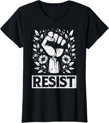 Resist Solidarity Fist Flower Protest Equality Ladies' Crewneck T-Shirt