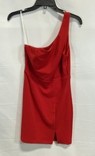 Abito da cocktail Hello Molly monospalla asimmetrico bodycon rosso taglia M/6 nuovo con etichette