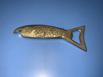 Vintage Germany Brass & Metal Fish Shaped Bottle Opener With  Vintage Brass Fish-Shaped Bottle Opener main image 0
