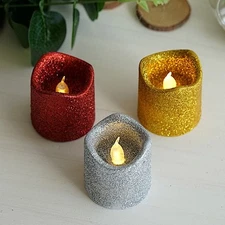 12 pcs 2" tall LED Votive Glittered Candles Lights Wedding Party Centerpieces