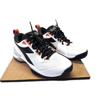 Diadora Blu Shield Tennis Shoes MENS 6.5  Women 8 White Black Athletic Sneakers