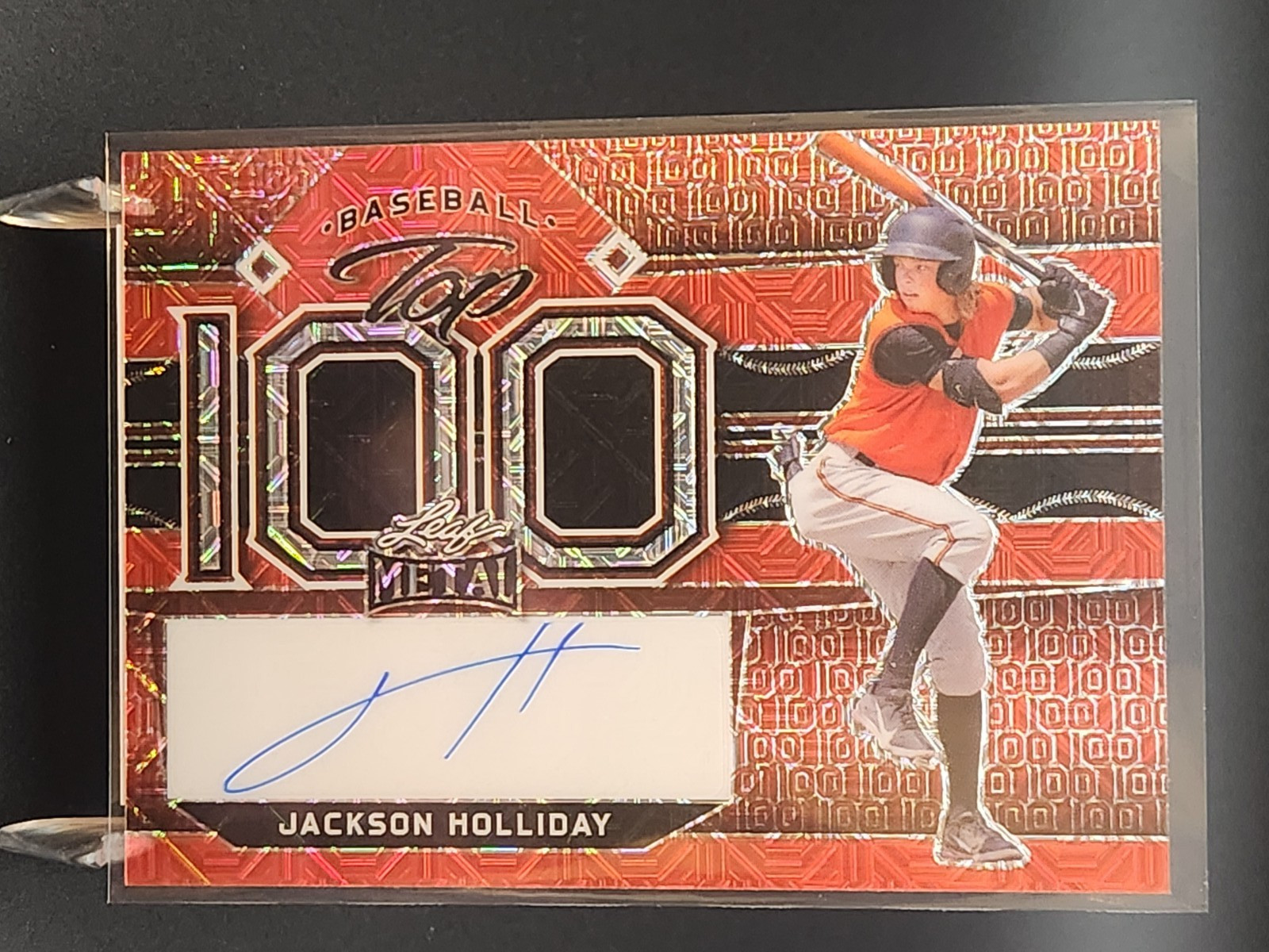 2022 Leaf Metal Top 100 Jackson Holliday Pre-Production Proof 1/1 Auto RC