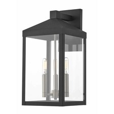 Three Light Outdoor Wall Lantern - 8.25 Inches wide by 17.5 Inches high-Black