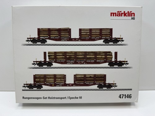 Märklin 47146 - Rungenwagen-Set Holztransport | neuwertig Top In Ovp | Condition: Neu